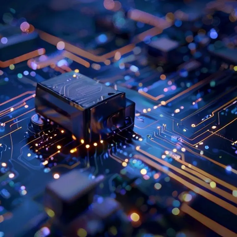 3D render of an AA battery with circuit traces, symbolizing technology and power.