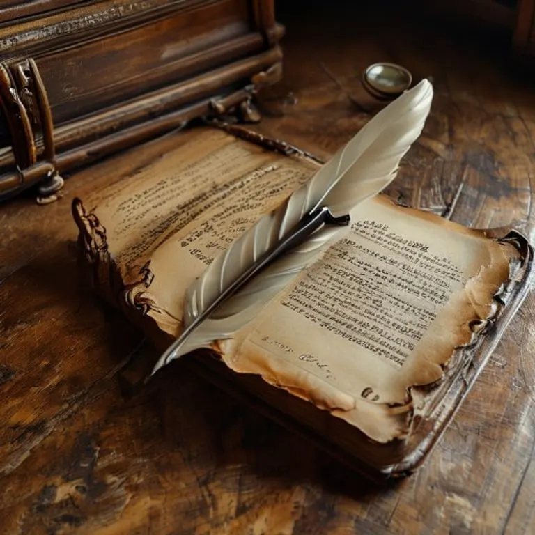 Bodegón cinematográfico de un antiguo libro de registro abierto con una pluma, destacando la importancia de la documentación en la aviación.