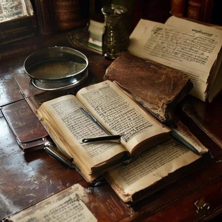 Fotografía cinematográfica de un Código de Comercio antiguo abierto, con una lupa, pluma fuente y documentos oficiales sellados sobre un escritorio de madera pulida, destacando la importancia de la documentación legal.
