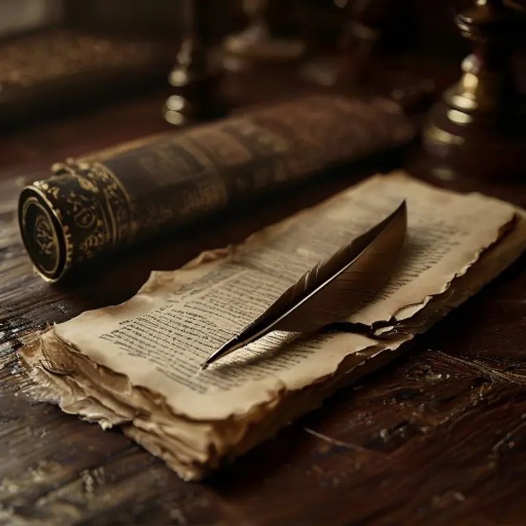 Una imagen conceptual de documentos legales sobre un escritorio de madera oscura, con una pluma antigua y un sello de cera, simbolizando la formalidad de los contratos y la ley comercial.