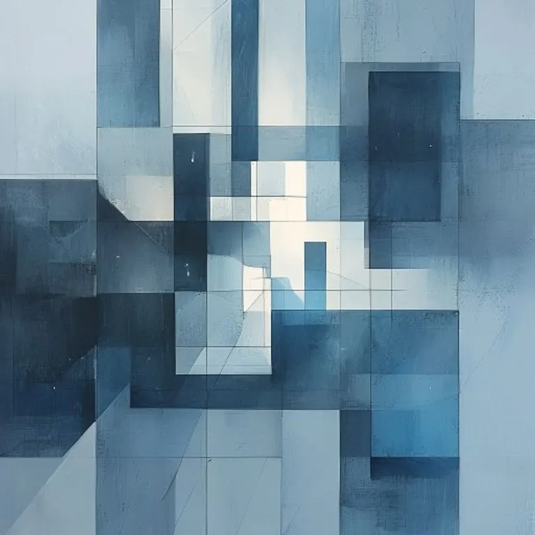 Representación abstracta de la etapa precontractual, con formas geométricas entrelazadas en tonos azules y grises, simbolizando la negociación y la construcción de confianza hacia un acuerdo.