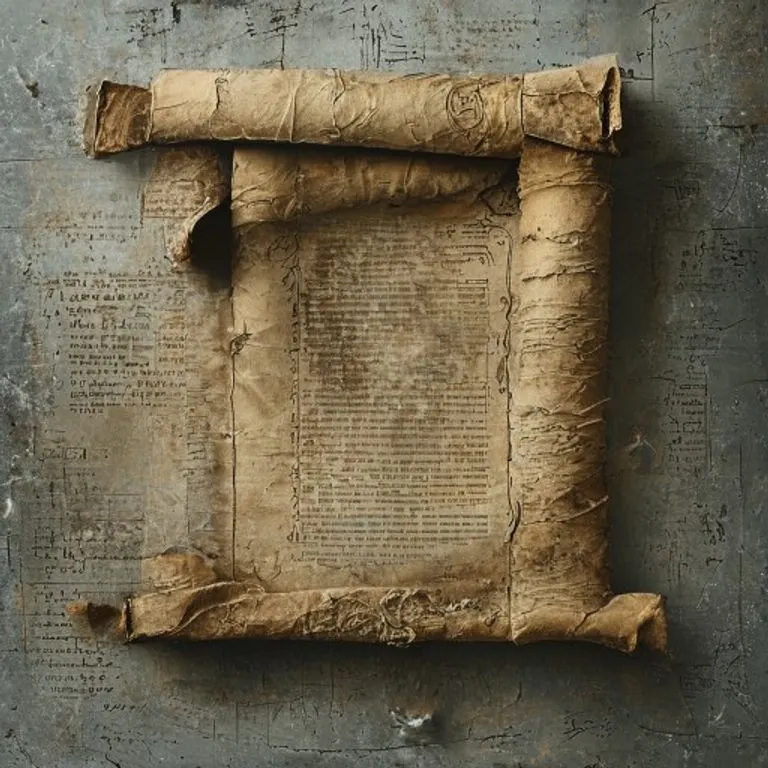 Arte conceptual de un pergamino antiguo parcialmente desenrollado con texto legal y un sello de huella dactilar dominante, simbolizando autenticidad y endoso.