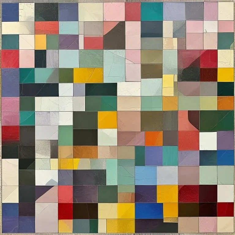 Mosaico de formas geométricas diversas e interconectadas en colores profesionales y sobrios, representando la sinergia colaborativa y la variedad de perspectivas en la toma de decisiones de una junta.
