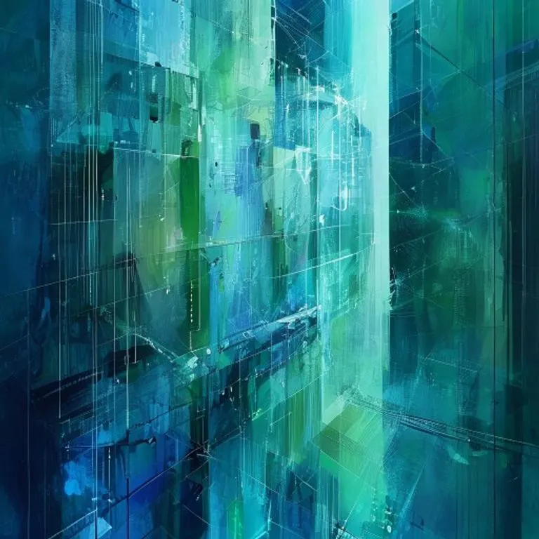 Pintura conceptual de flujos de datos abstractos hacia una bóveda segura, simbolizando la digitalización de registros corporativos.