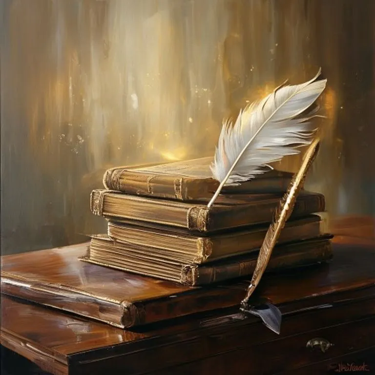 Pintura al óleo de libros antiguos y una pluma, simbolizando el capital y la historia de las finanzas corporativas.