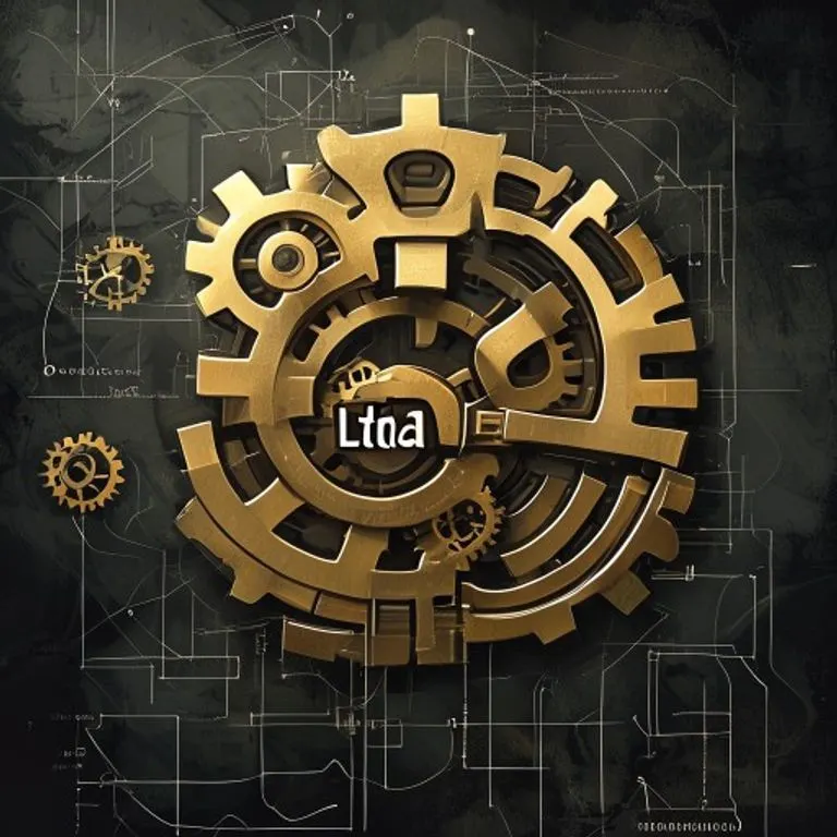 Ilustración conceptual de engranajes interconectados, uno etiquetado 'Ltda.', representando una estructura corporativa regulada.