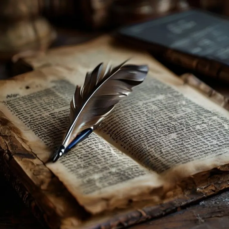 Primer plano de un libro de leyes antiguo abierto con texto descolorido, una pluma de ave y una tableta moderna mostrando un documento legal digital, iluminación suave y estética de biblioteca.