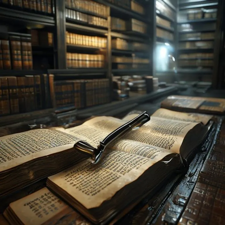 Representación 3D de un archivo con libros antiguos y tablets modernas, simbolizando la evolución de los registros legales.