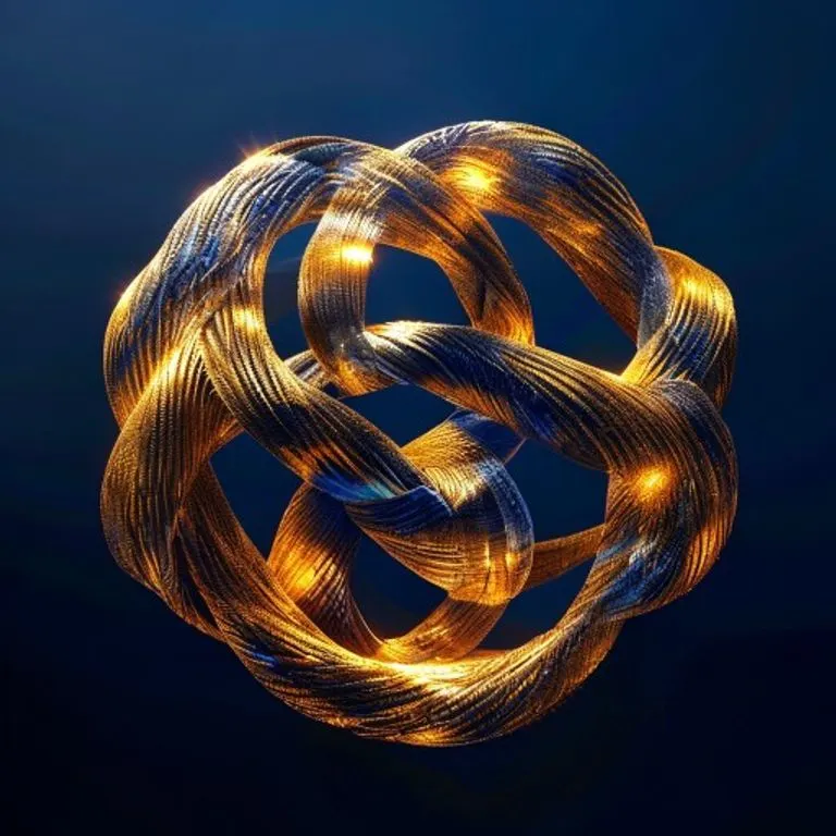 Arte digital 3D de hilos dorados entrelazados formando un nudo fuerte sobre un fondo azul oscuro, simbolizando confianza, obligación y lazos legales.