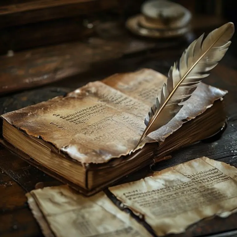 Libro antiguo del Código de Comercio abierto con una pluma y notas de pagarés en un escritorio.