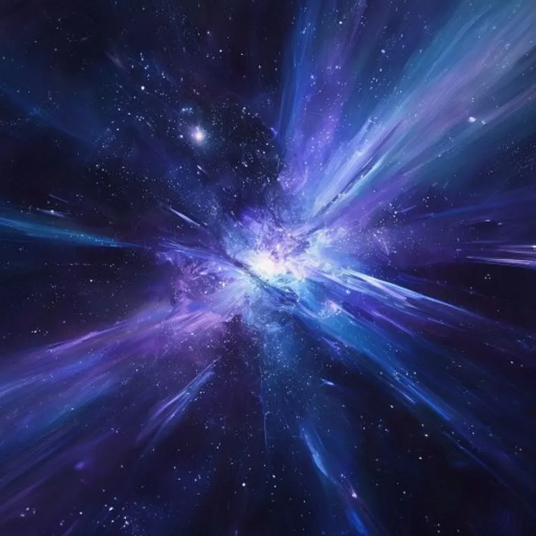 Arte conceptual abstracto de un paisaje celestial con haces de luz estelar curvándose alrededor de una fuerza gravitacional, representando la aberración astronómica.