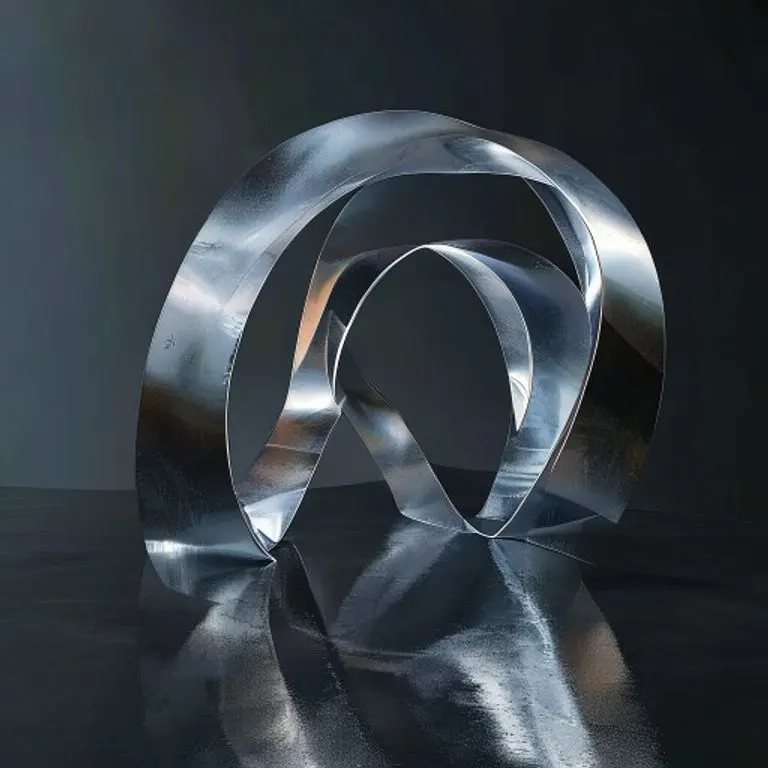 Renderizado 3D abstracto de formas geométricas entrelazadas que forman una estructura de arco, simbolizando la estabilidad y biomecánica del pie.