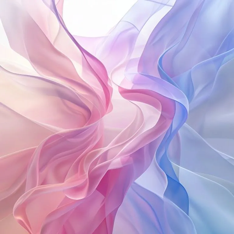 Arte conceptual que representa la membrana peritoneal como una tela translúcida azul y rosa que fluye suavemente, envolviendo formas de órganos estilizadas y minimalistas. Iluminación etérea y degradados suaves transmiten una sensación de protección y fluidez.