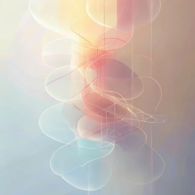 Representación conceptual de capas de aire en movimiento, con gradientes de color que simbolizan la transferencia de temperatura, destacando la abstracción científica.