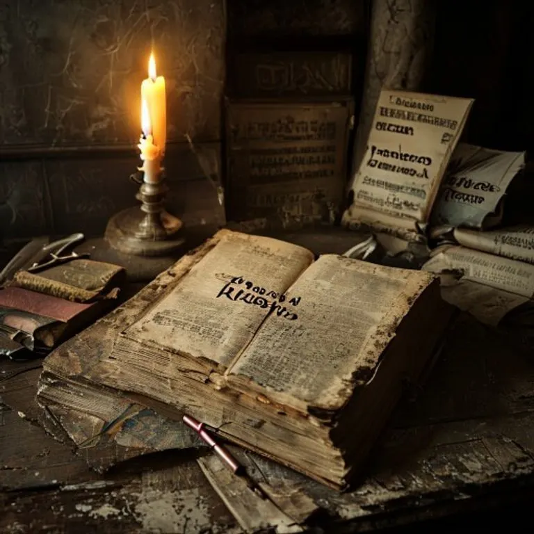 Fotografía de bodegón de un escritorio antiguo con un libro abierto sobre derechos humanos, una pluma y pancartas de protesta históricas, iluminado por una vela.