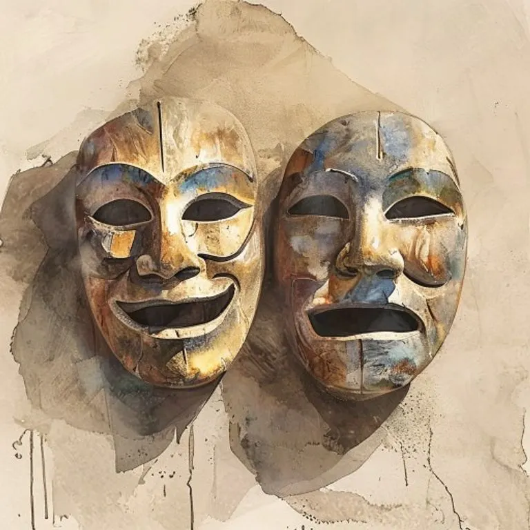 Máscaras antiguas simbolizando diversidad cultural de emociones