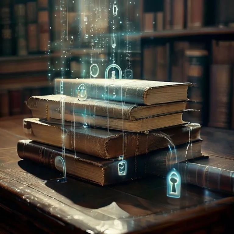 Un conjunto de libros de leyes y documentos legales con un candado digital superpuesto, simbolizando el cumplimiento de las normativas de privacidad y la protección legal de los datos.
