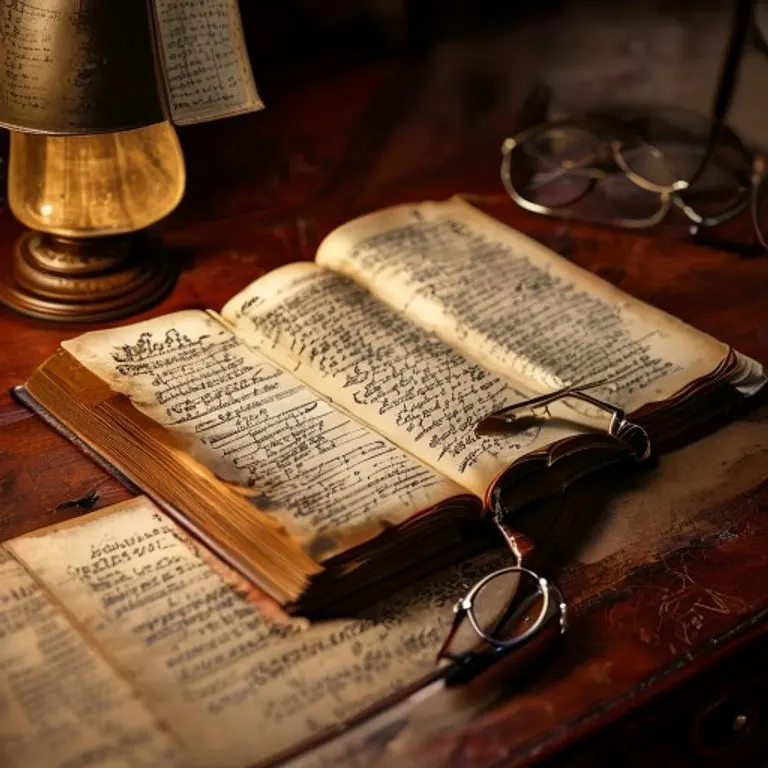 Libro de contabilidad vintage con notas financieras y pluma