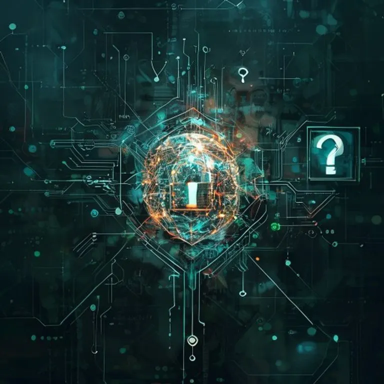 Arte conceptual abstracto de circuitos digitales formando un escudo protector alrededor de una esfera de datos con símbolos legales.