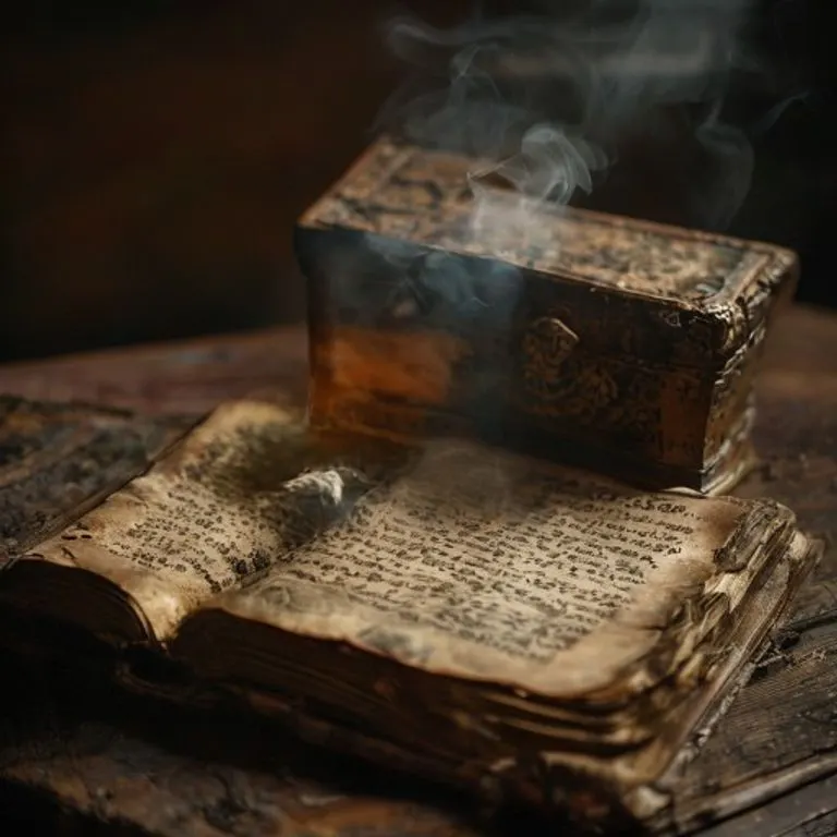 Fotografía cinematográfica de un diario antiguo con una caja de madera, simbolizando secretos y liberación.