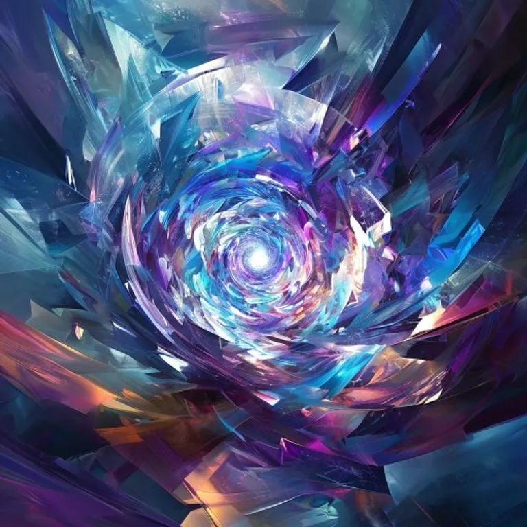 Arte conceptual abstracto de un vórtice de colores iridiscentes, simbolizando la transformación y el cambio.