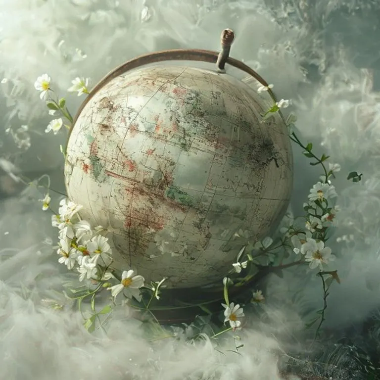 Una planta marchita brotando de asfalto agrietado, iluminada por un rayo de sol, simbolizando la lucha de la naturaleza contra la urbanización y la contaminación.