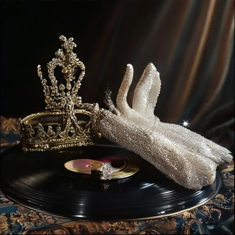 Un vinilo antiguo y brillante girando en un tocadiscos, con una luz de neón difusa en el fondo que evoca la innovación musical y el impacto cultural.