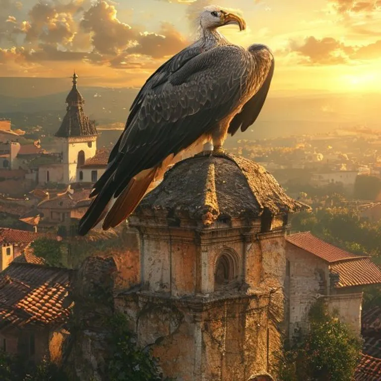 A cinematic still life featuring ancient, rolled-up parchment maps, a polished brass compass pointing north, and a small, intricately carved clay figurine of a vulture, all arranged on a rough-hewn wooden table under a soft, directional light.