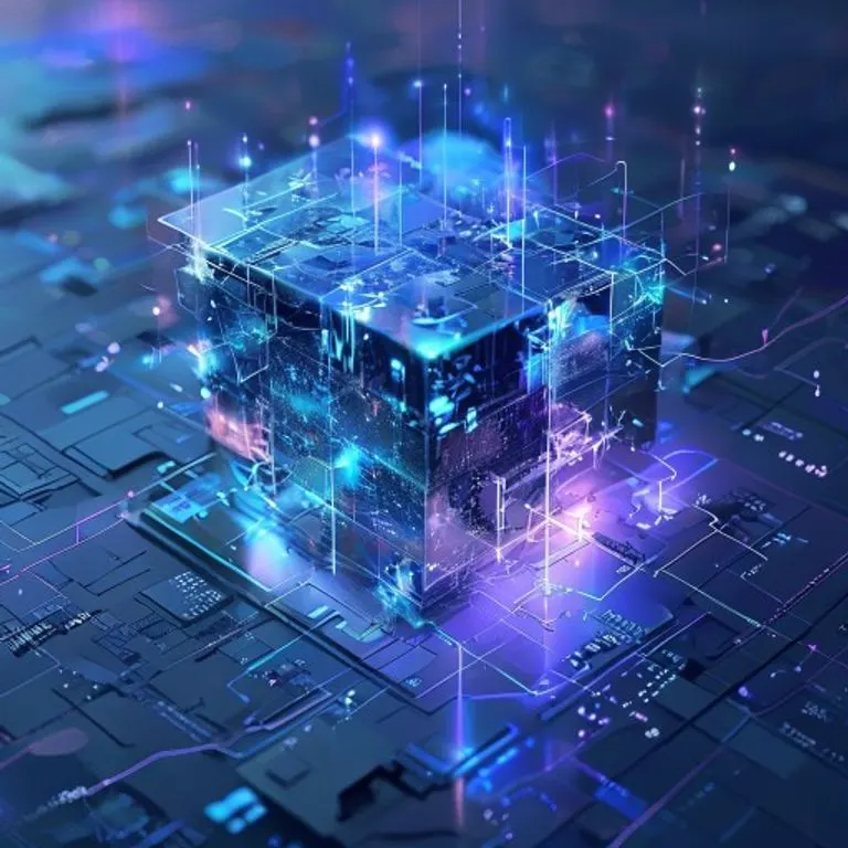 Centro de datos futurista con luces de neón
