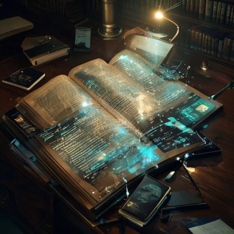 Libro legal antiguo con dispositivos digitales modernos