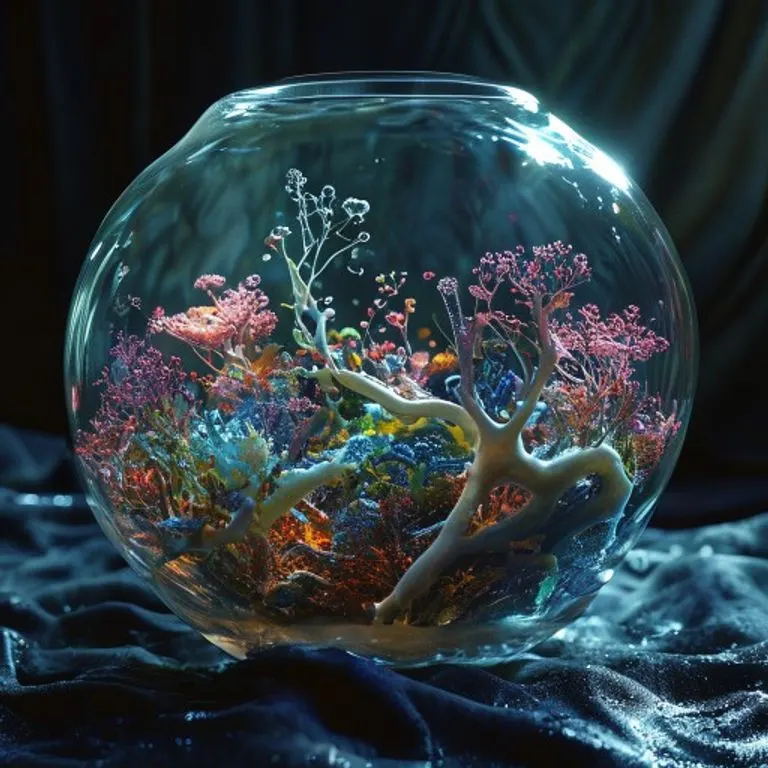 Terrario con ecosistema microbiano futurista