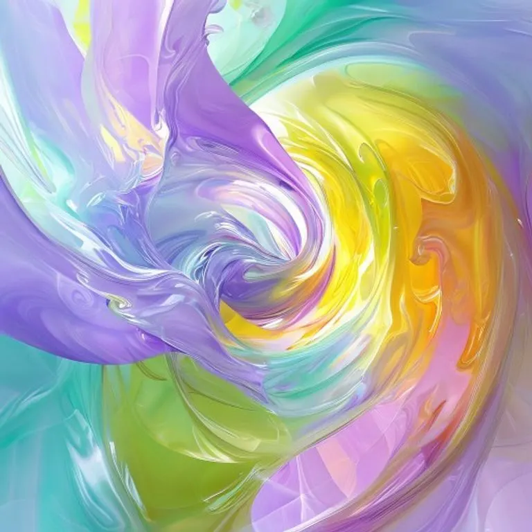Vortex de colores vibrantes y translúcidos, simbolizando la difusión de aceites esenciales y el bienestar holístico.