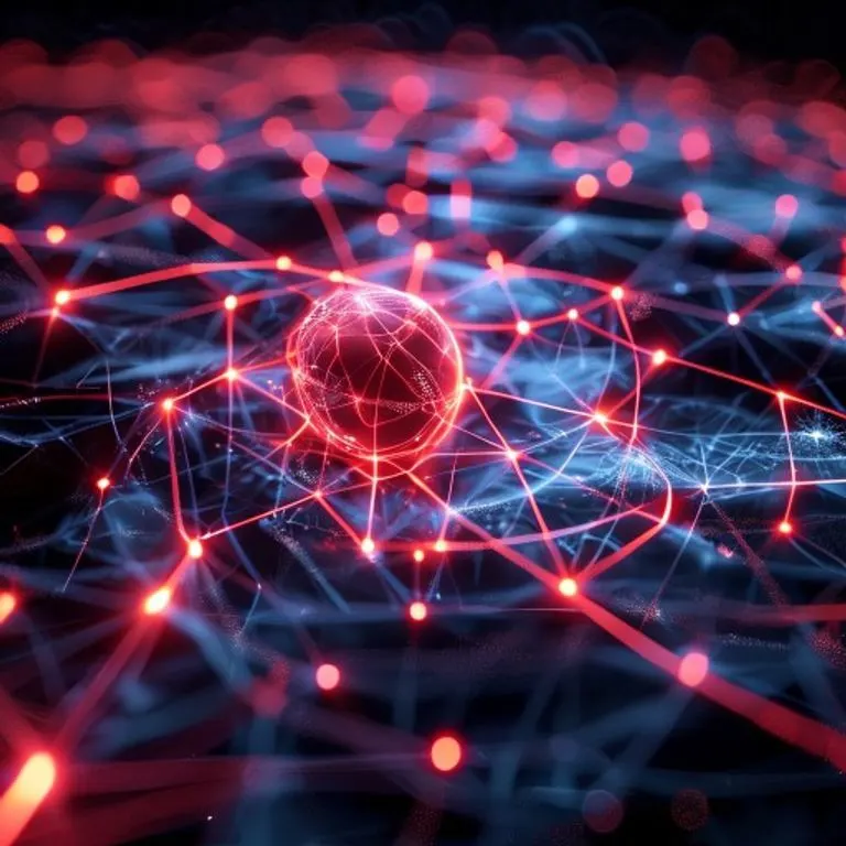 Renderizado 3D de una red abstracta de funciones hash criptográficas, formando una cadena irrompible alrededor de una esfera de datos global.
