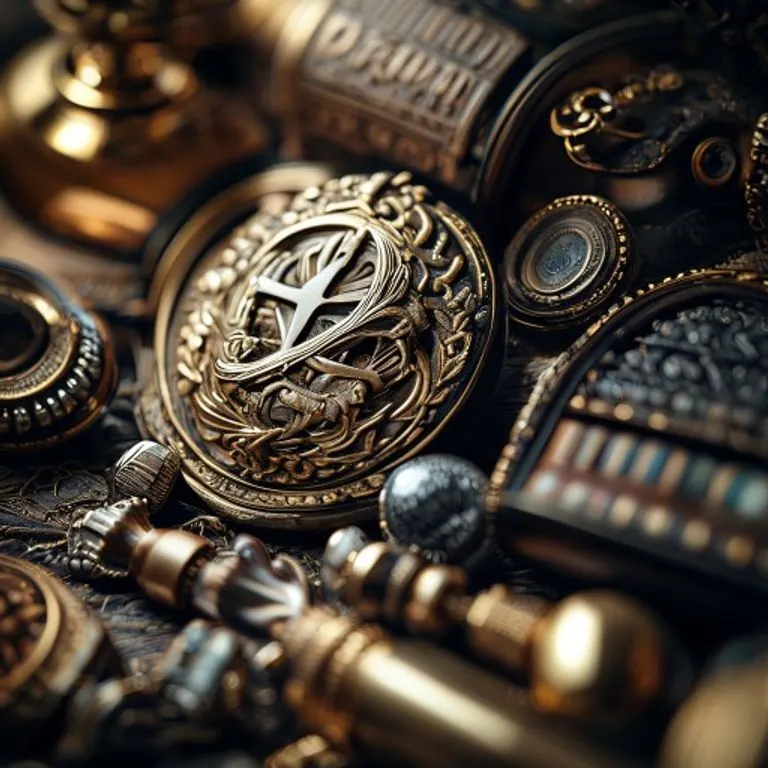 Conceptual art of a shimmering, golden key lying on a velvet cushion, surrounded by scattered coins and blooming lotus flowers, symbolizing luck, abundance, and spiritual growth.