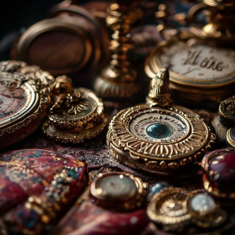 Cinematic still life photography of an ancient, ornate astrolabe resting on a velvet cloth, surrounded by scattered, glowing crystal shards. Soft, dramatic lighting emphasizing intricate details and reflections.