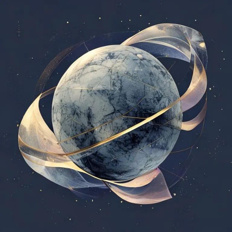 Conceptual art of a celestial sphere with astrological lines and ribbons of light