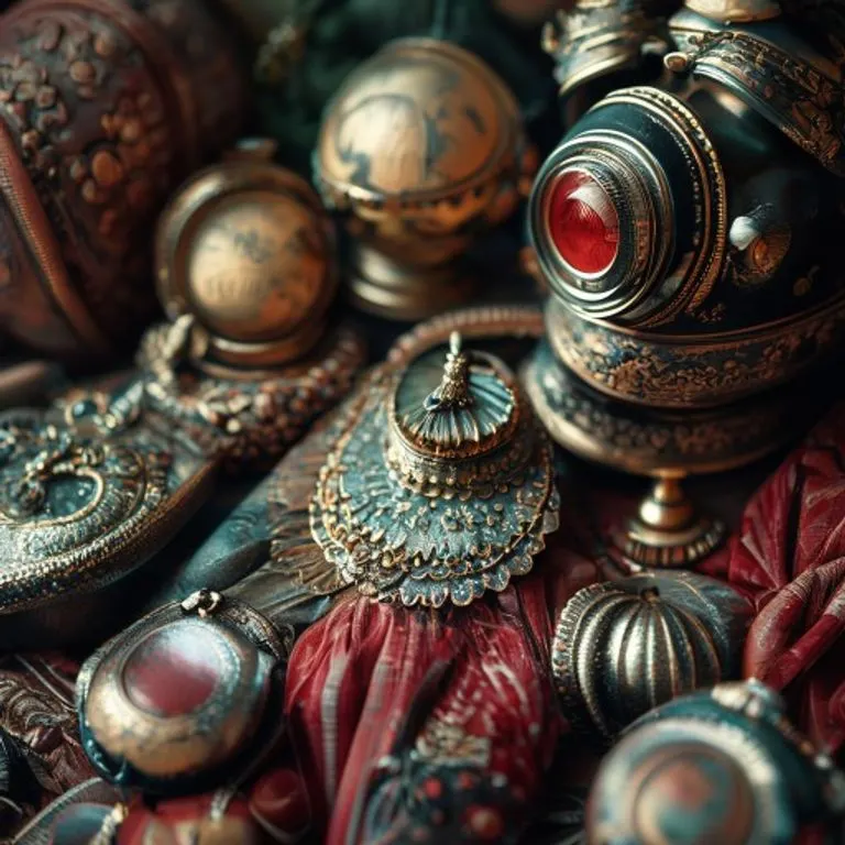 Cinematic still life of an ancient, ornate scroll depicting abstract symbols of elemental forces (wood, fire, earth, metal, water) and Yin/Yang iconography, partially unrolled on a dark, polished obsidian table. A single, glowing crystal orb hovers above, casting intricate light patterns. Deep shadows, rich textures. No human elements.