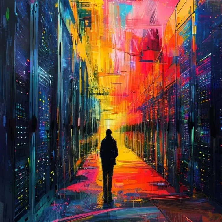 Pintura conceptual de servidores protegiendo una comunidad