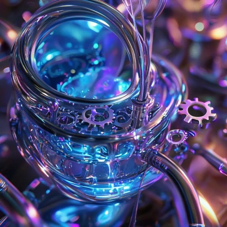 Abstract crystalline sculpture reaching for a sphere