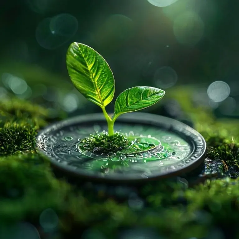 Fotografía abstracta de raíces entrelazadas con patrones de circuitos, simbolizando la interconexión de la naturaleza y la tecnología en el desarrollo sostenible.