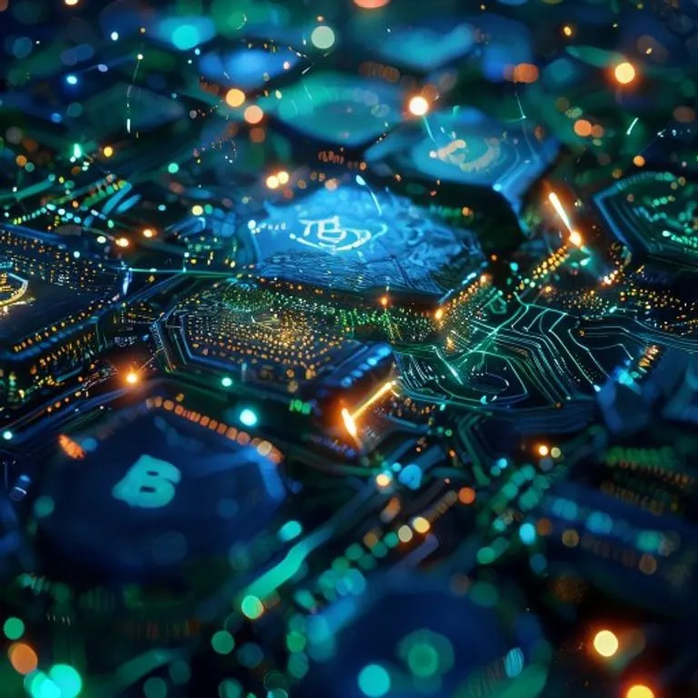 Un antiguo libro de contabilidad abierto en un escritorio, con proyecciones holográficas de gráficos financieros y símbolos de criptomonedas, rodeado de objetos antiguos.