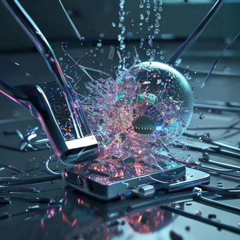 Una delicada flor de loto emergiendo de un pantano digital con patrones de código binario, simbolizando la resiliencia en la era tecnológica.