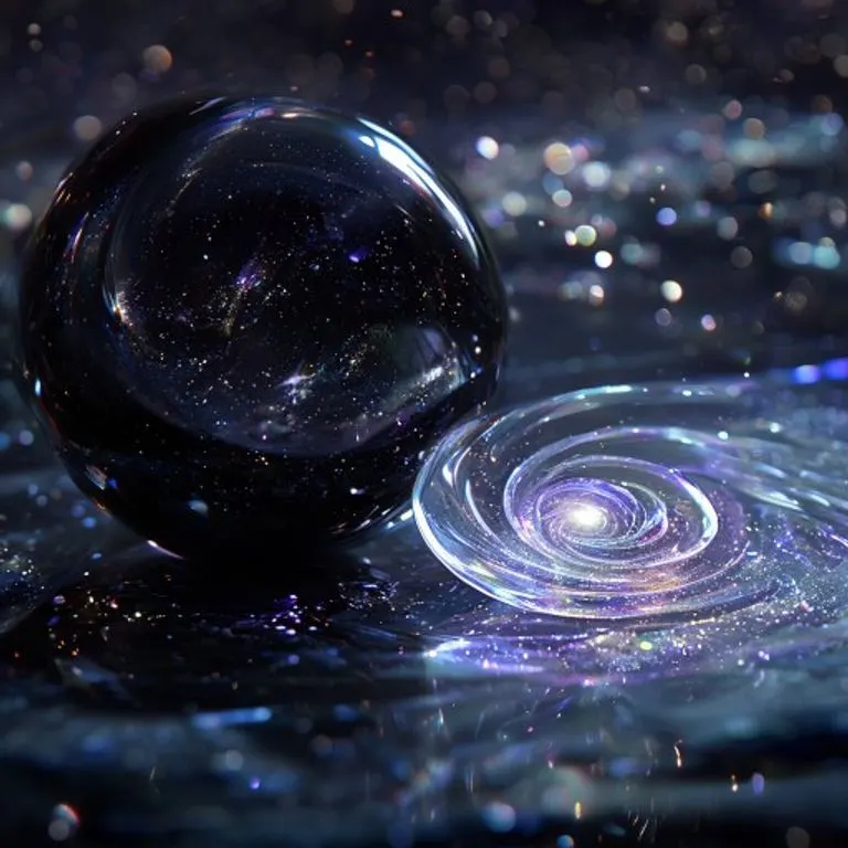 Fotografía cinematográfica de una galaxia espiral vista desde la distancia cósmica, con miles de millones de estrellas, una visualización de halo de materia oscura y nubes de gas interestelar en tonos azules y plateados, transmitiendo una sensación majestuosa.