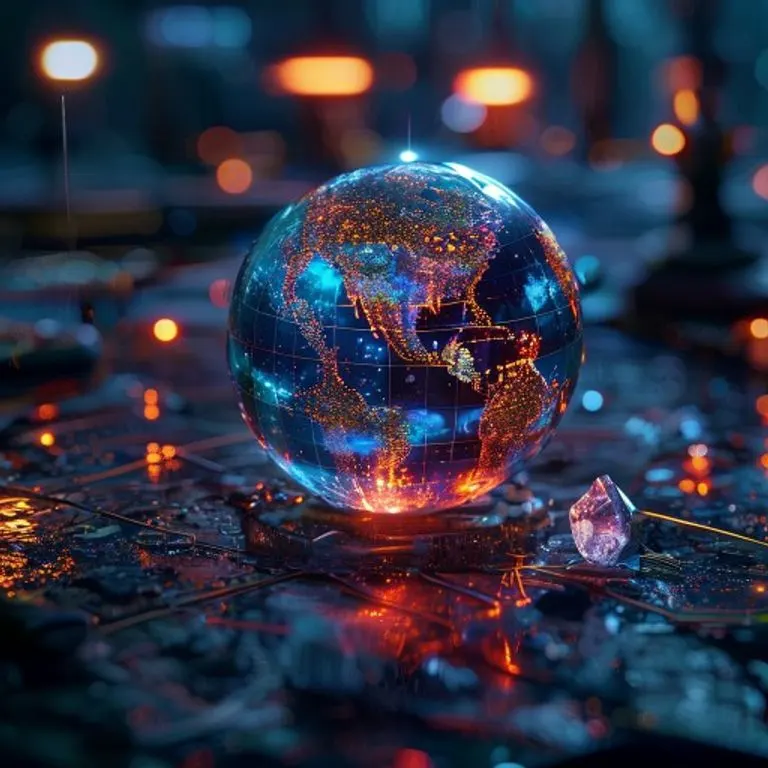 Arte conceptual de una proyección holográfica compleja de datos climáticos y modelos predictivos sobre una consola de estación de investigación futurista.