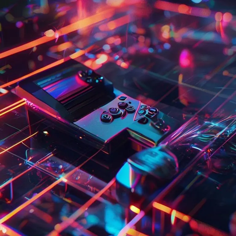 Red de datos brillante con formas geométricas y un trofeo de esports abstracto