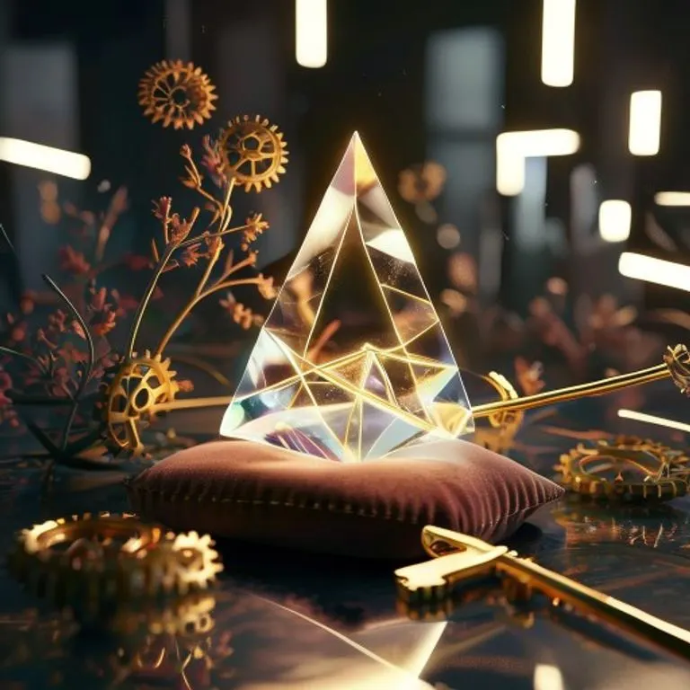 Arte conceptual de una balanza equilibrada con un corazón y bloques geométricos, simbolizando el balance entre felicidad y productividad.