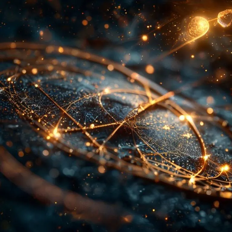Fotografía macro de un astrolabio antiguo con pergaminos y luz de vela