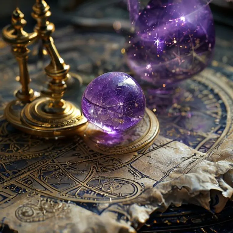 Antiguo astrolabio sobre terciopelo, rodeado de cartas astrológicas y libros antiguos, iluminado por la luna.