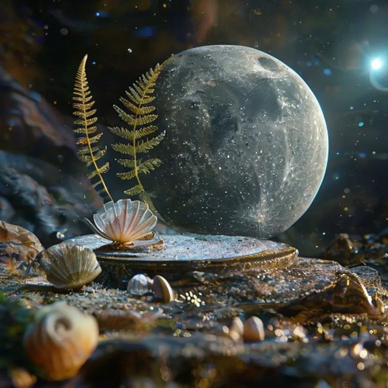 Fotografía cinematográfica de un diario de cuero abierto sobre un escritorio de madera, con una vela sin encender y una piedra de río, en un ambiente de introspección.