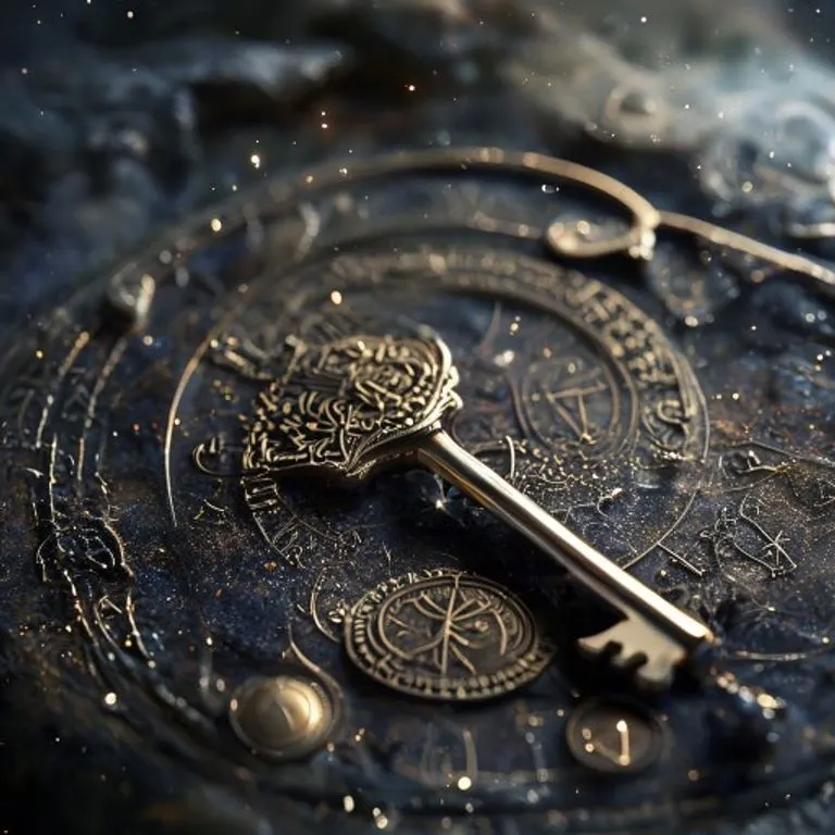 Antiguo astrolabe de latón sobre libro de mapas celestiales, pergaminos con símbolos astrológicos.
